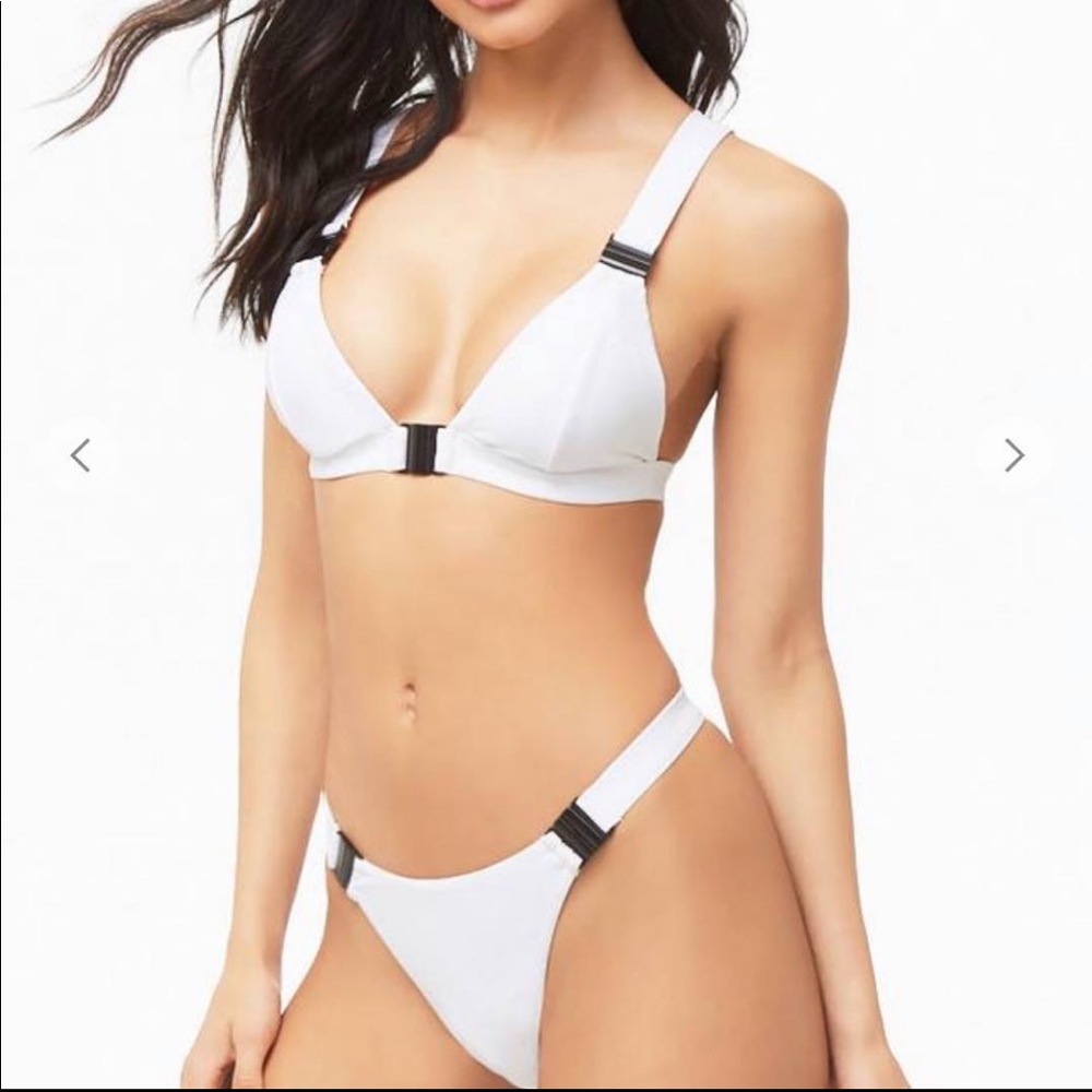 Buckle white bikini